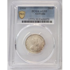 AUSTRALIA 1910 . ONE 1 SHILLING . PCGS AU55